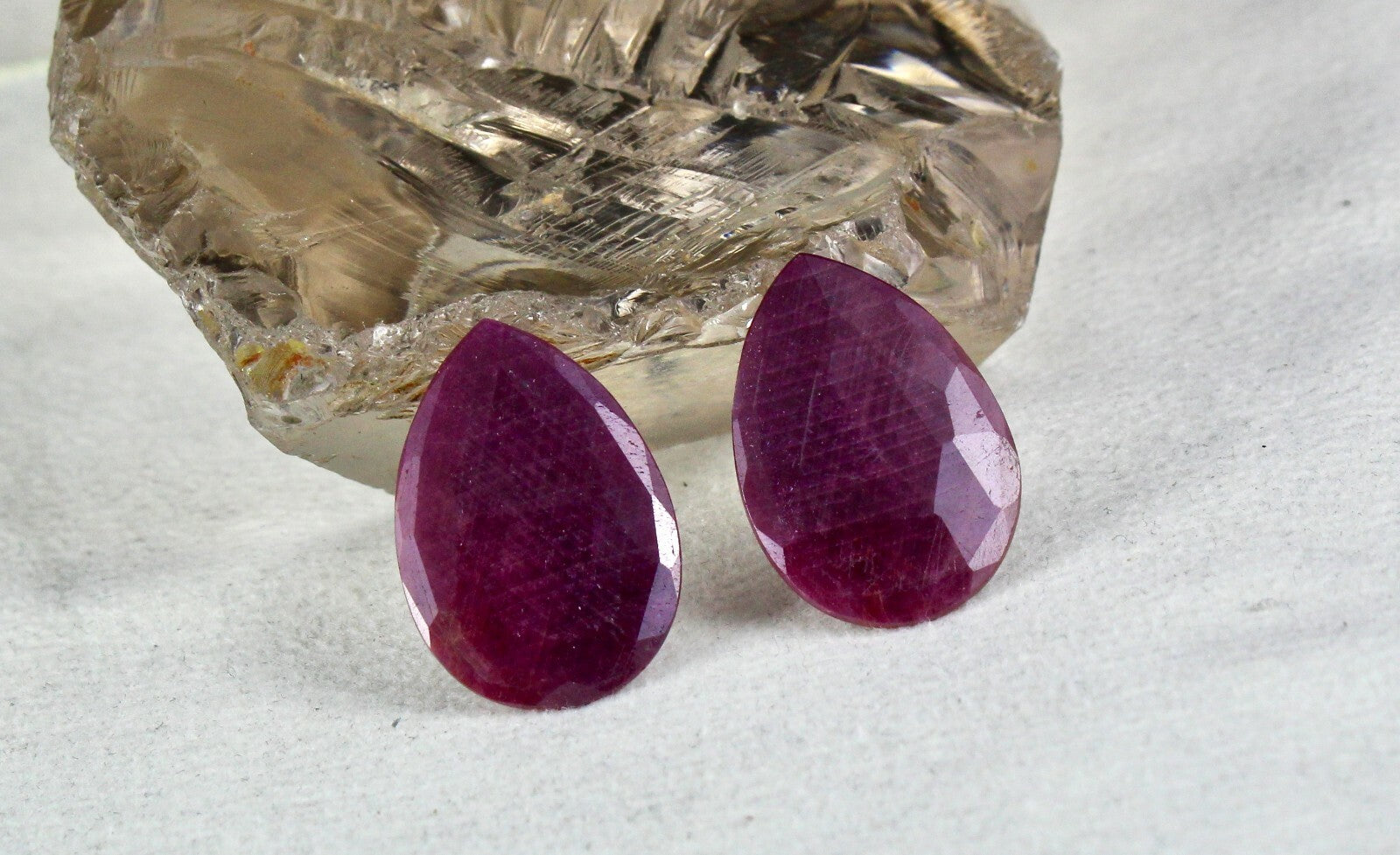 Natural Unheat Ruby Pear Faceted Cabochon 4pc 110ct Loose Gemstone Earrings