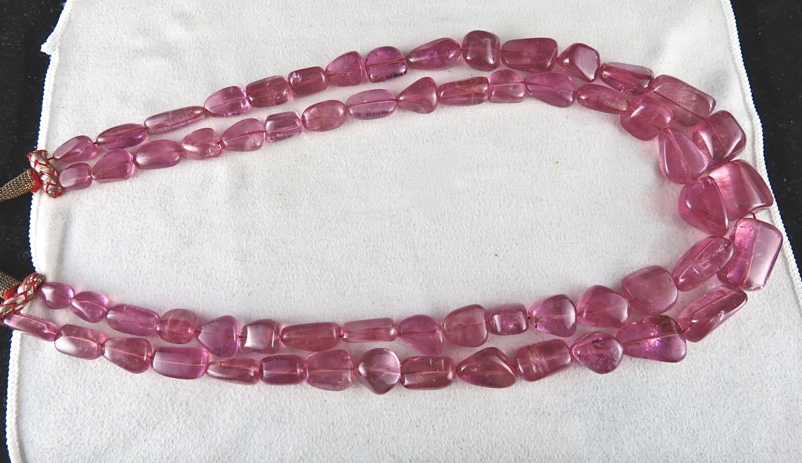 GTL CERTIFIED NATURAL PINK TOURMALINE RUBELLITE BEADS TUMBLE 2L 908 CTS NECKLACE