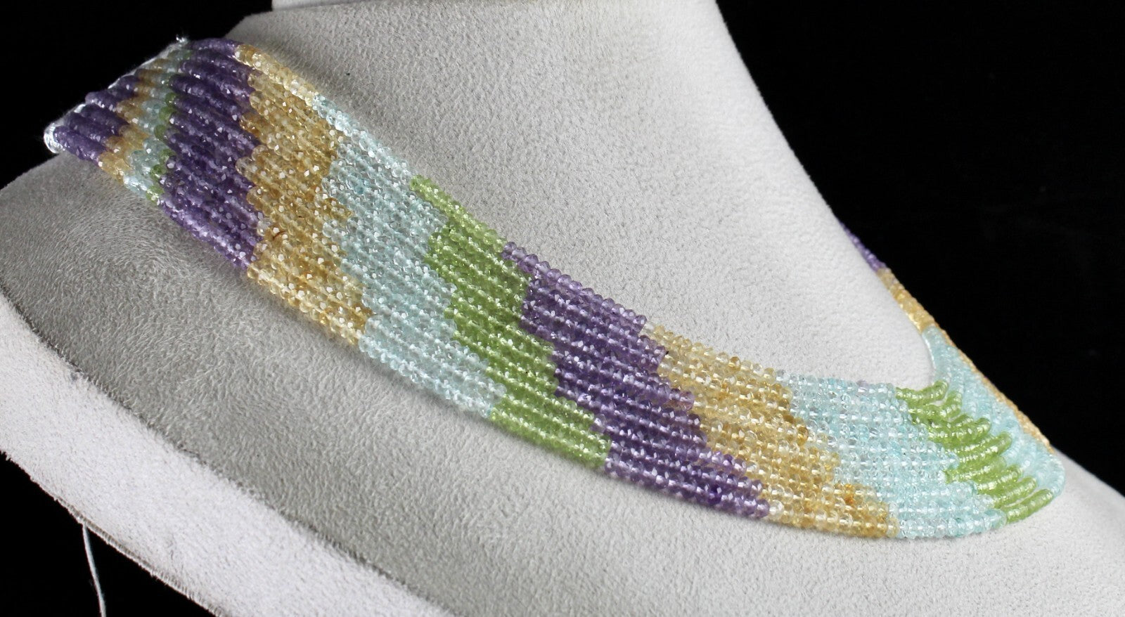 Multi Colour Peridot Citrine Amethyst & Topaz 365ct Beads 10l Gemstone Necklace