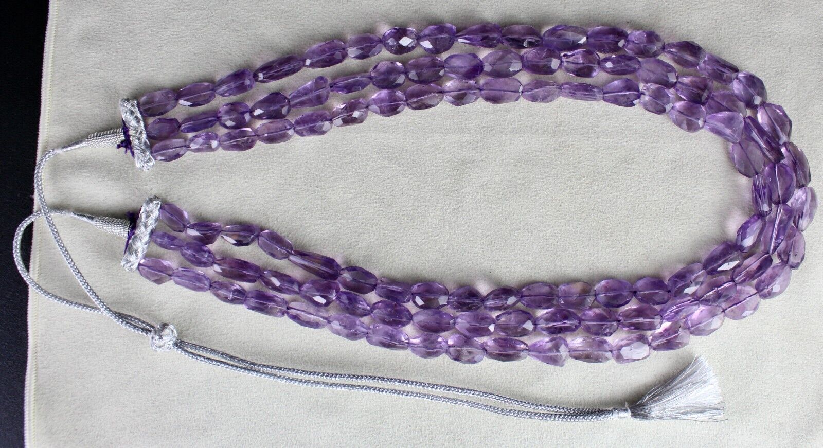 Natural Amethyst Beads Faceted Tumble 3L 790 Ct Purple Gemstone Fashion Necklace