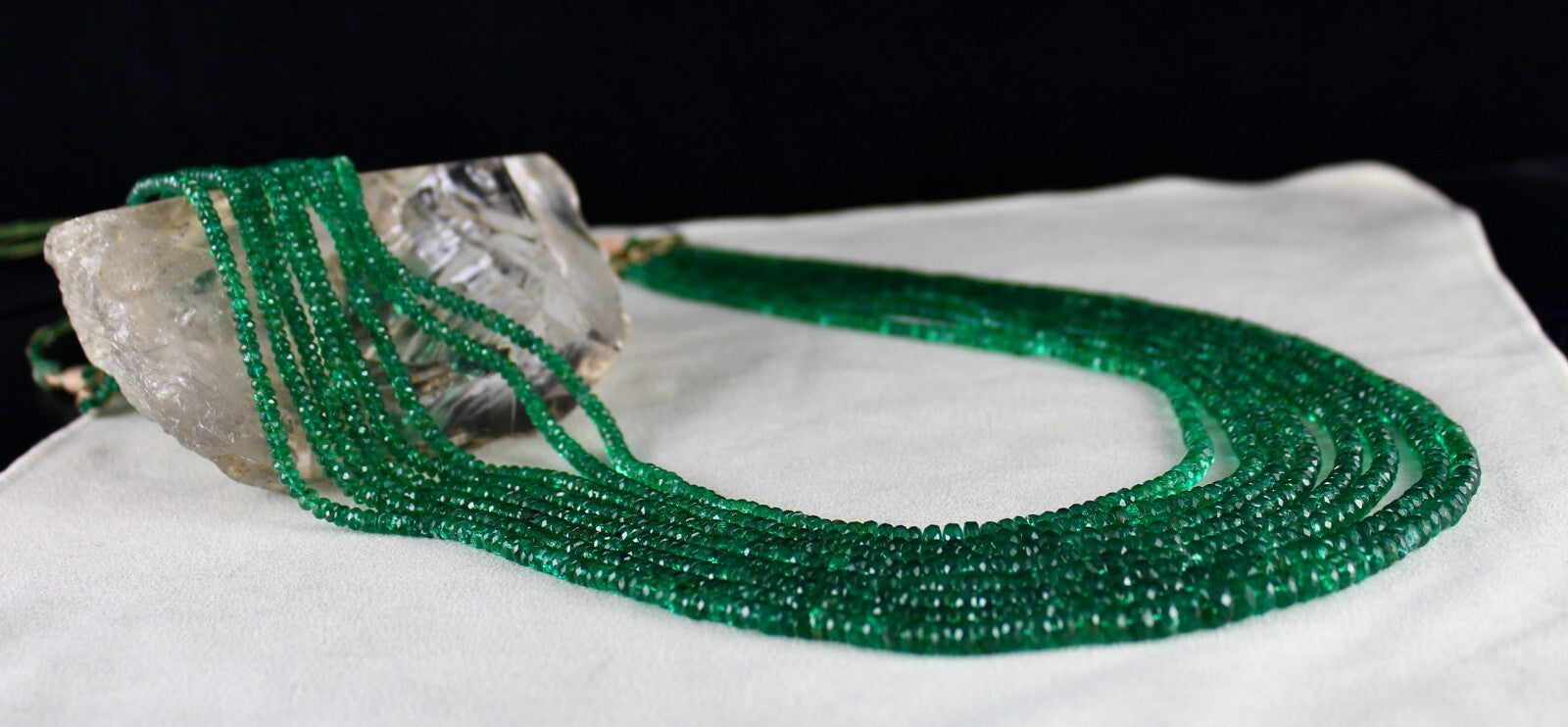 Natural Zambian Emerald Necklace 599 Ct Faceted Round Beads Certified Jewelry