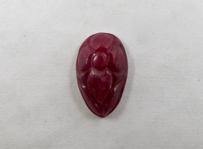 Natural Ruby 25.51 Ct Carved Pear Gemstone 23mm For Pendant & Ring