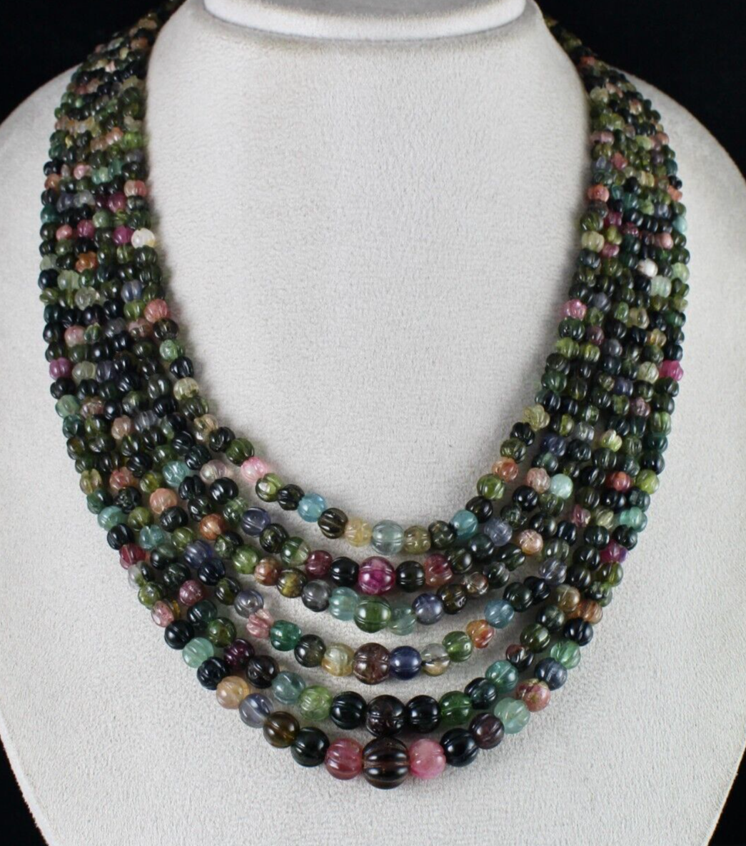 Certified Natural Multi-colour Tourmaline 841ct Beaded Gemstone Necklace