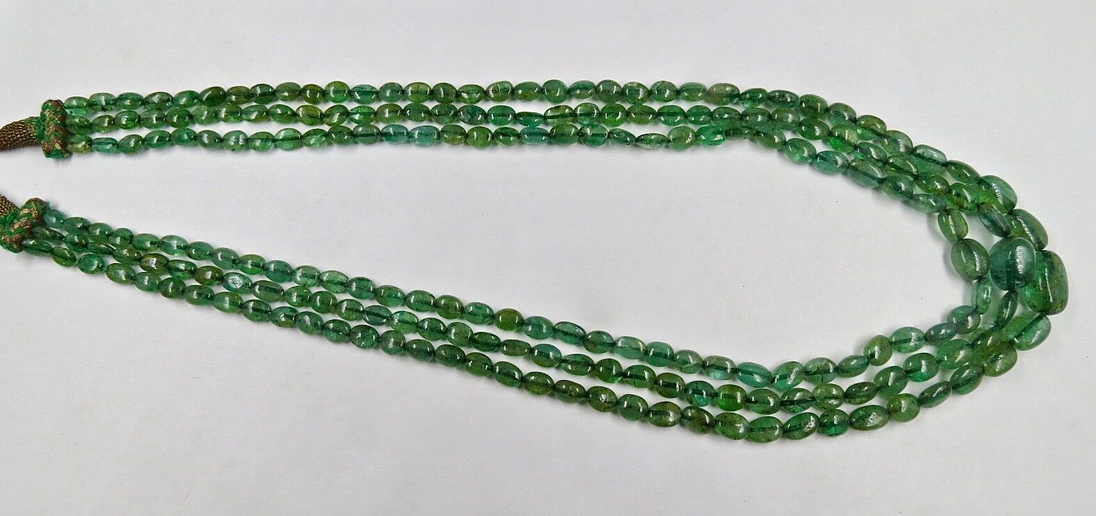 Antique Natural Emerald Beads Nugget 3 L 243.50 Ct Gemstone Important Necklace