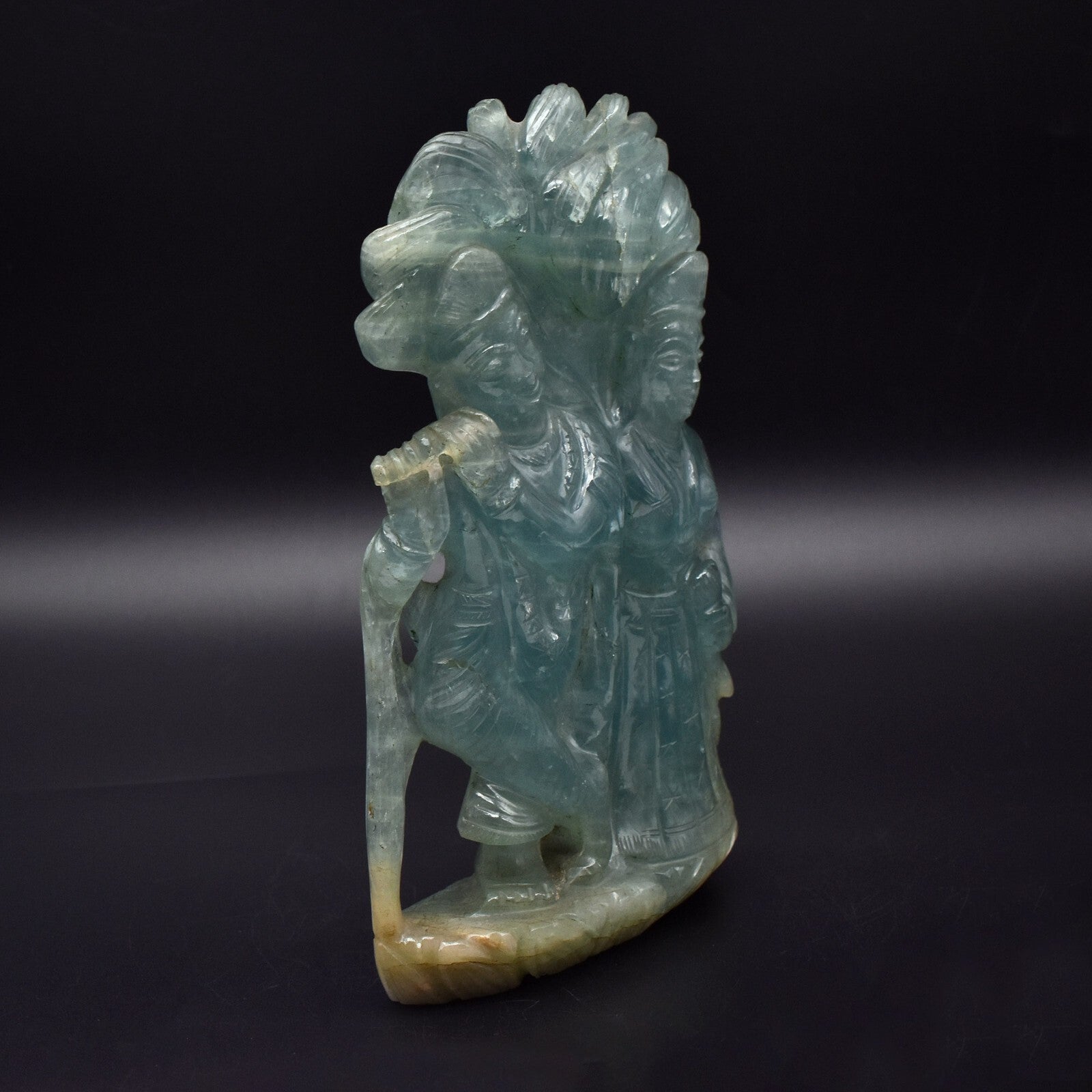 Certified Natural Aquamarine 2688 Ct Carved Lord Radhe Krishna Decor