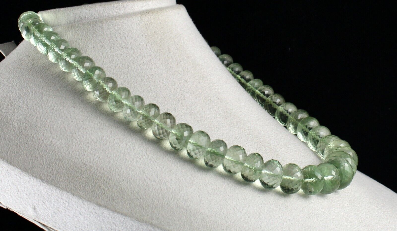 Natural Green Amethyst Beads Faceted Round 867 Ct Gemstone Statement Necklace