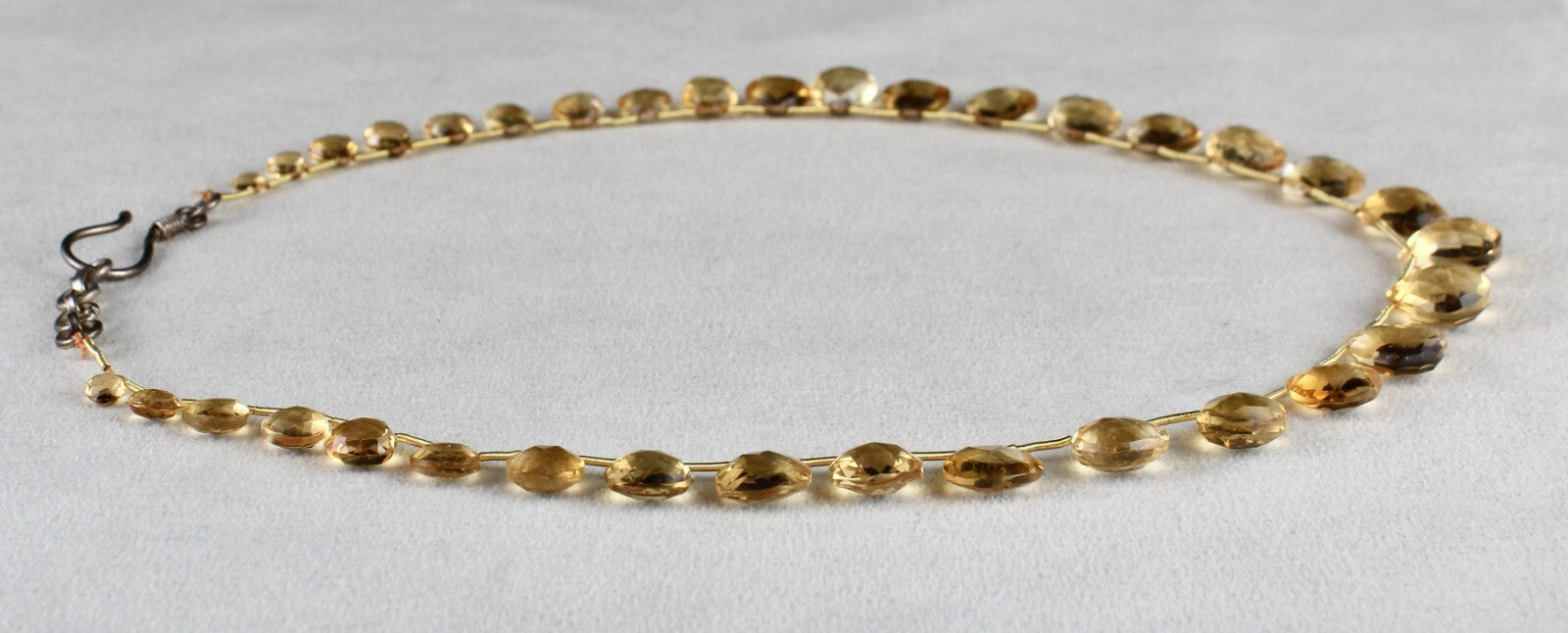 Sterling Silver Citrine Heart Teardrop 122 Ct Gemstone Beaded Necklace For Women