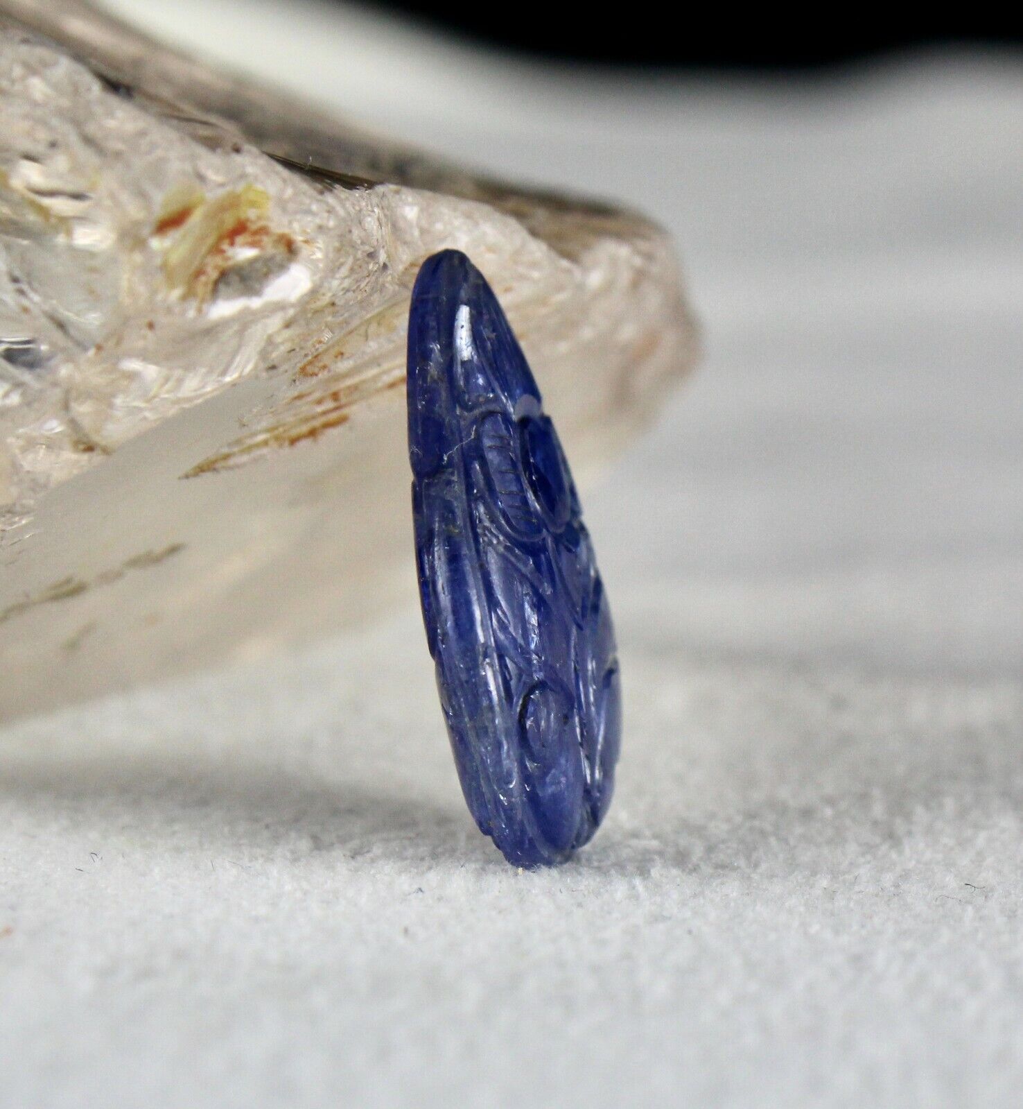 NATURAL UNTREATED BLUE SAPPHIRE CARVED 2 PCS 17.52 CARATS GEMSTONE RING PENDANT