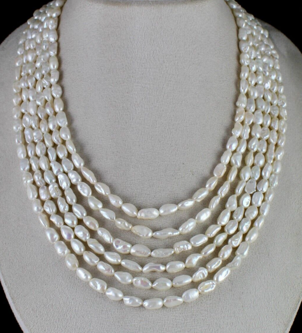 A+ GENUINE KESHI SOUTH SEA PEARL BEADS LONG 6 L 719 CT GEMSTONE FINEST NECKLACE