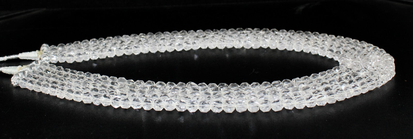 Natural Rock Crystal Quartz Faceted Round Beads Necklace 5l 932 Ct Gemstone Fine