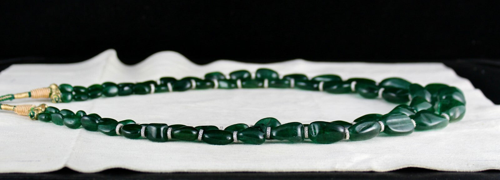 Certified Classic Natural Emerald Cabochon Beads 892 Ct Gemstone Necklace