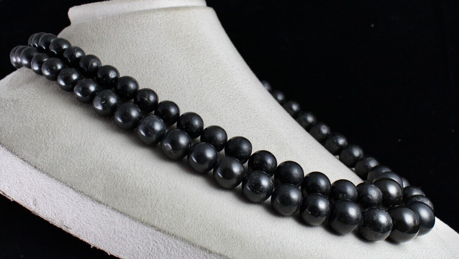 Natural Black Jade Beads Round 2 L 1658 Ct Big 19mm Gemstone Fashion Necklace