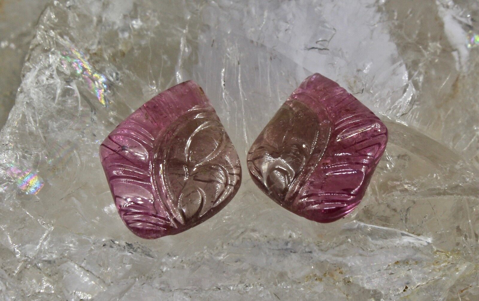 NATURAL MULTI TOURMALINE CARVED 30.55 CARATS SEMI PRECIOUS GEMSTONE FOR EARRING