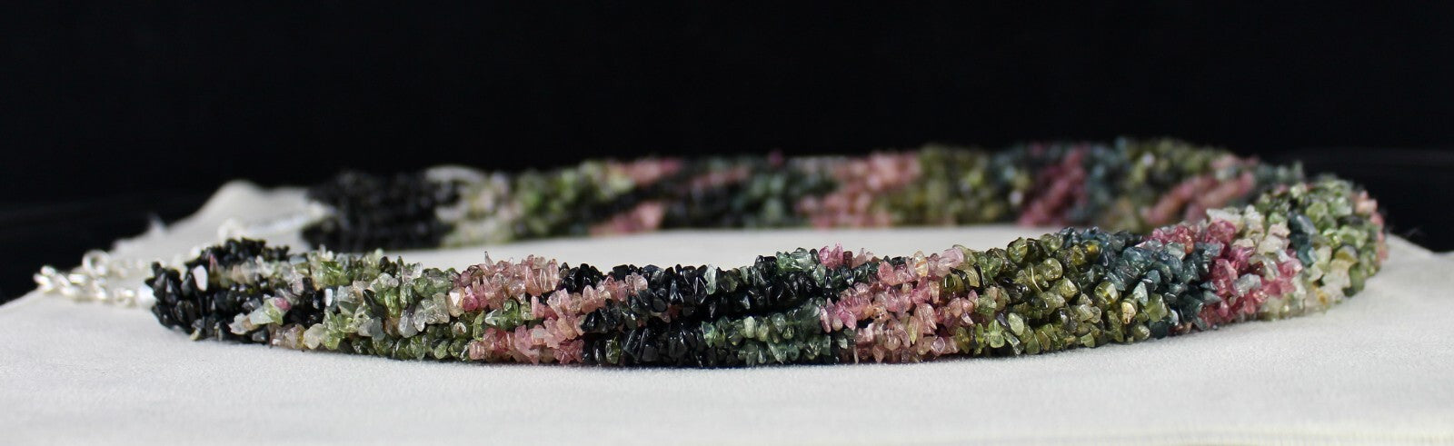 Natural Multi Tourmaline 1438 Ct Beads Sterling Silver Necklace Uncut 20 Line