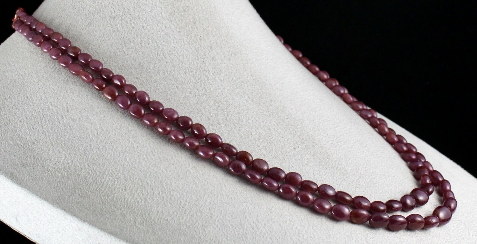 Natural Ruby Beads Long 2 Line 319 Carats Untreated Gemstone Beaded Necklace