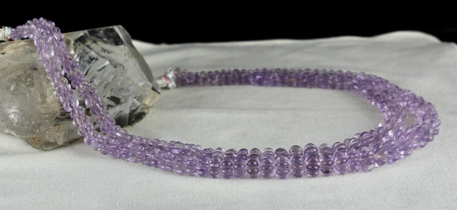 Certified Natural Pink Amethyst 461 Ct Carved Beads Necklace 2 Line For Women