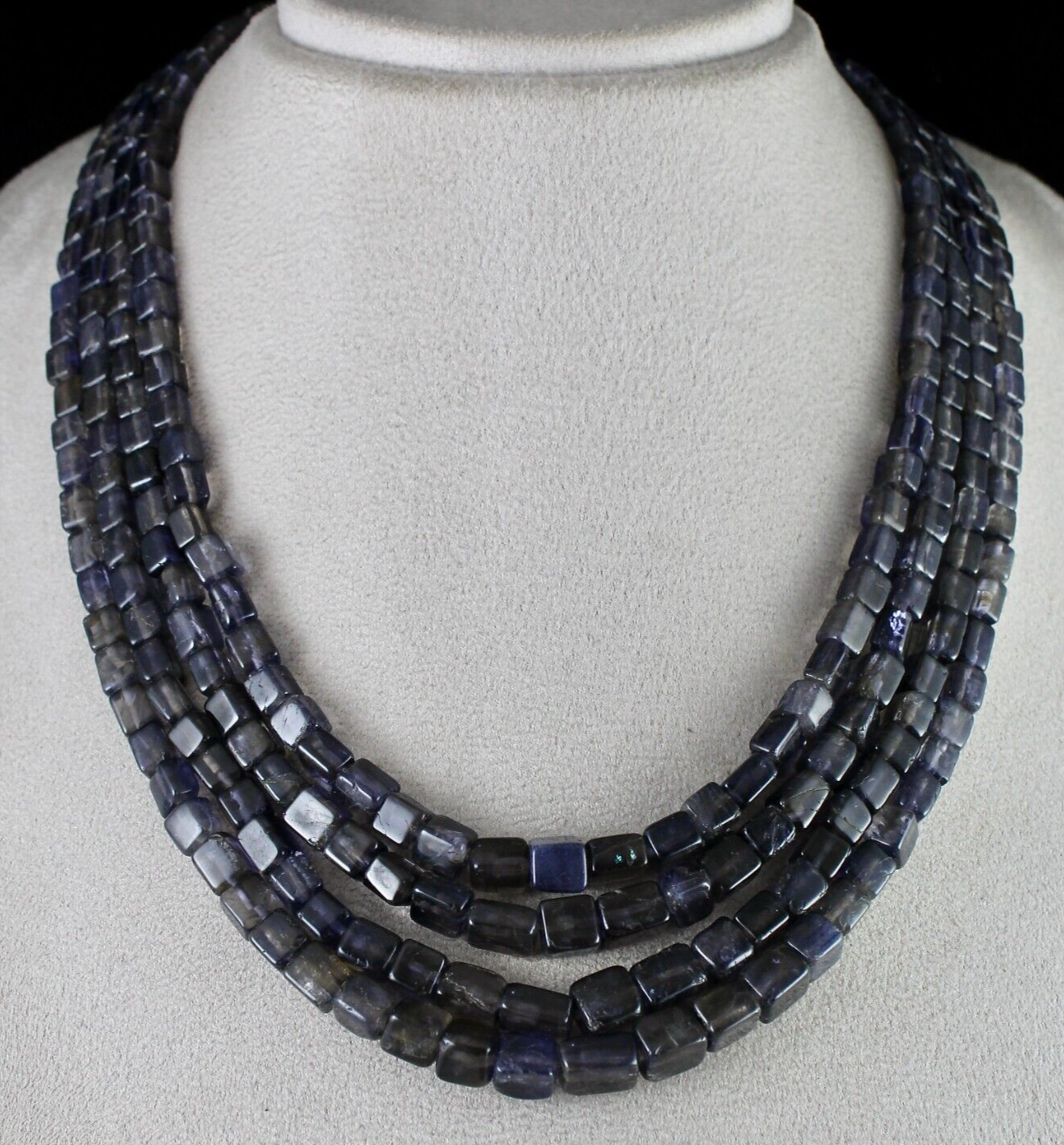 Blue Natural Iolite Square Beads 4 L 664 Ct Antique Gemstone Fashion Necklace