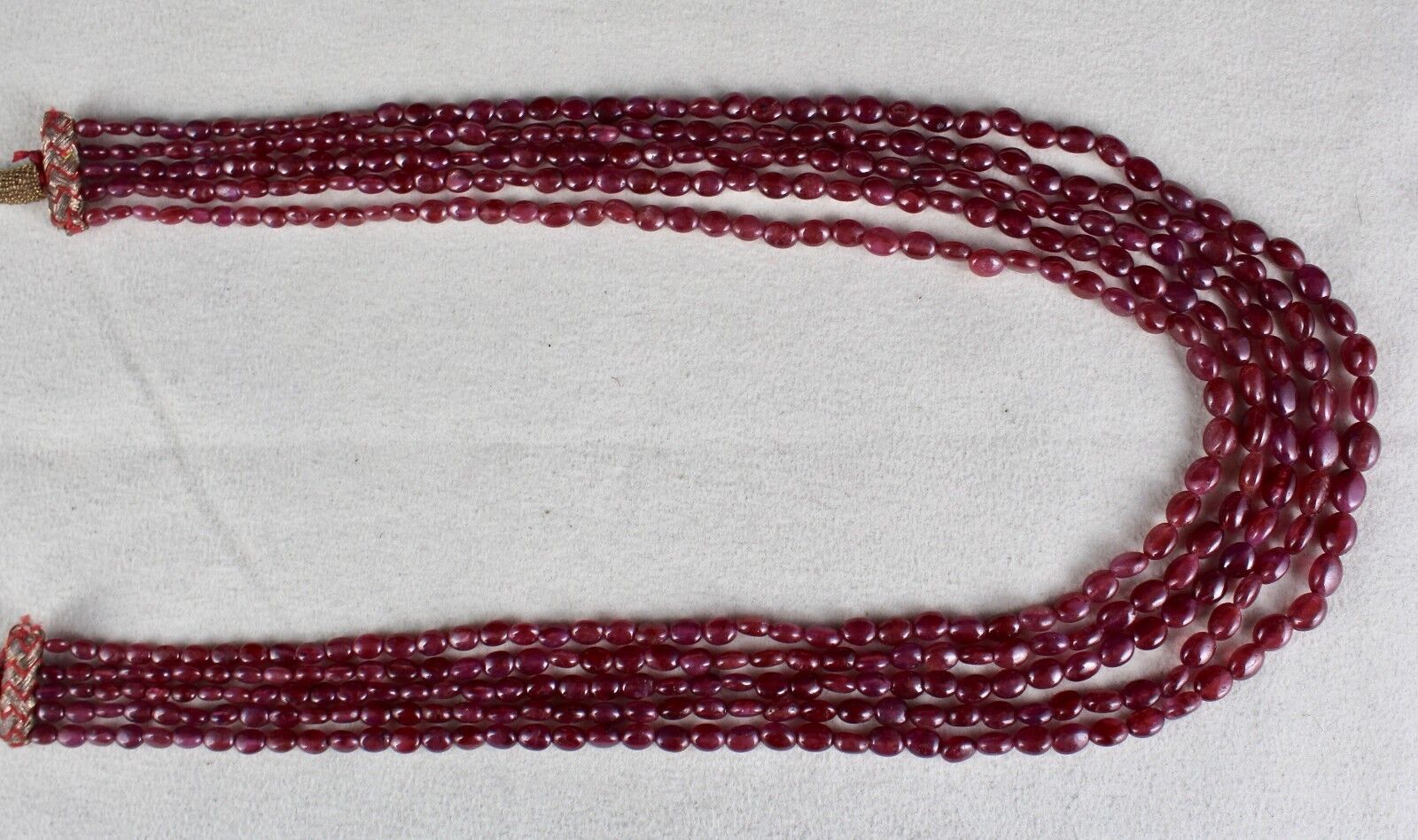 NATURAL UNHEAT RED RUBY BEADS LONG 5 LINE 439 CARATS GEMSTONE LADIES NECKLACE