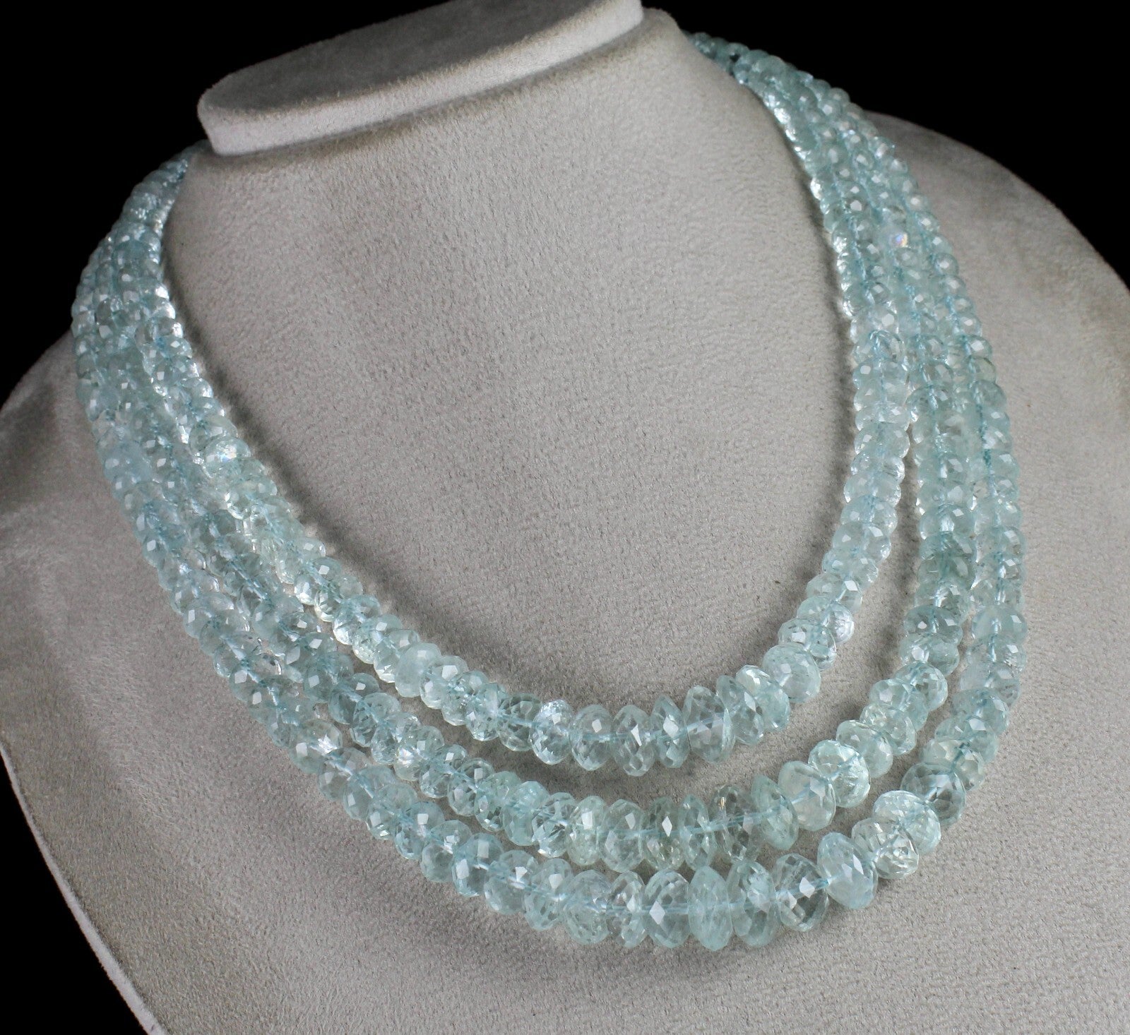 Certified Natural Blue Aquamarine 952 Ct Faceted Beads Gemstone Necklace Women