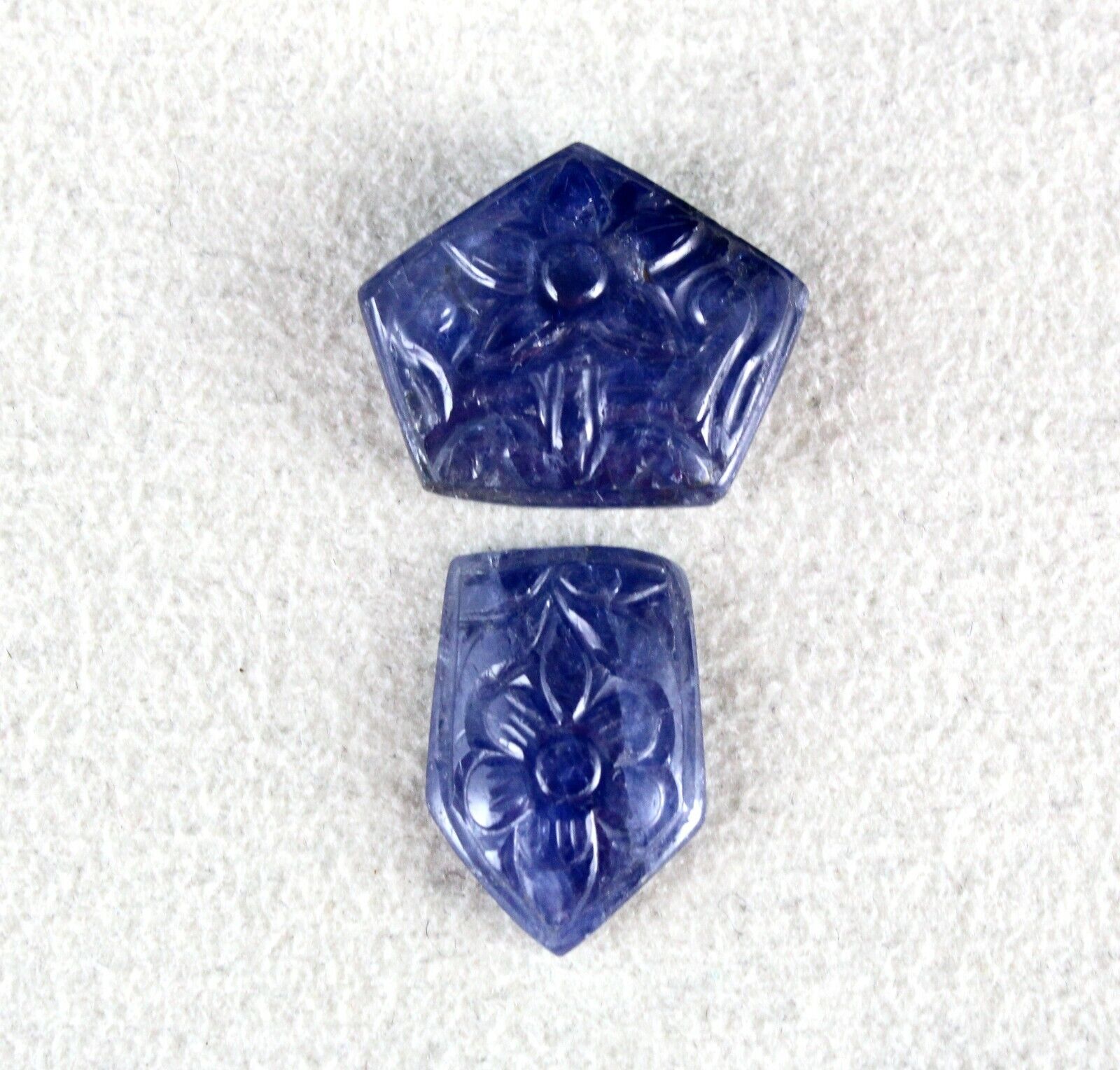 NATURAL UNTREATED BLUE SAPPHIRE CARVED 2 PCS 25.90 CARATS GEMSTONE RING PENDANT