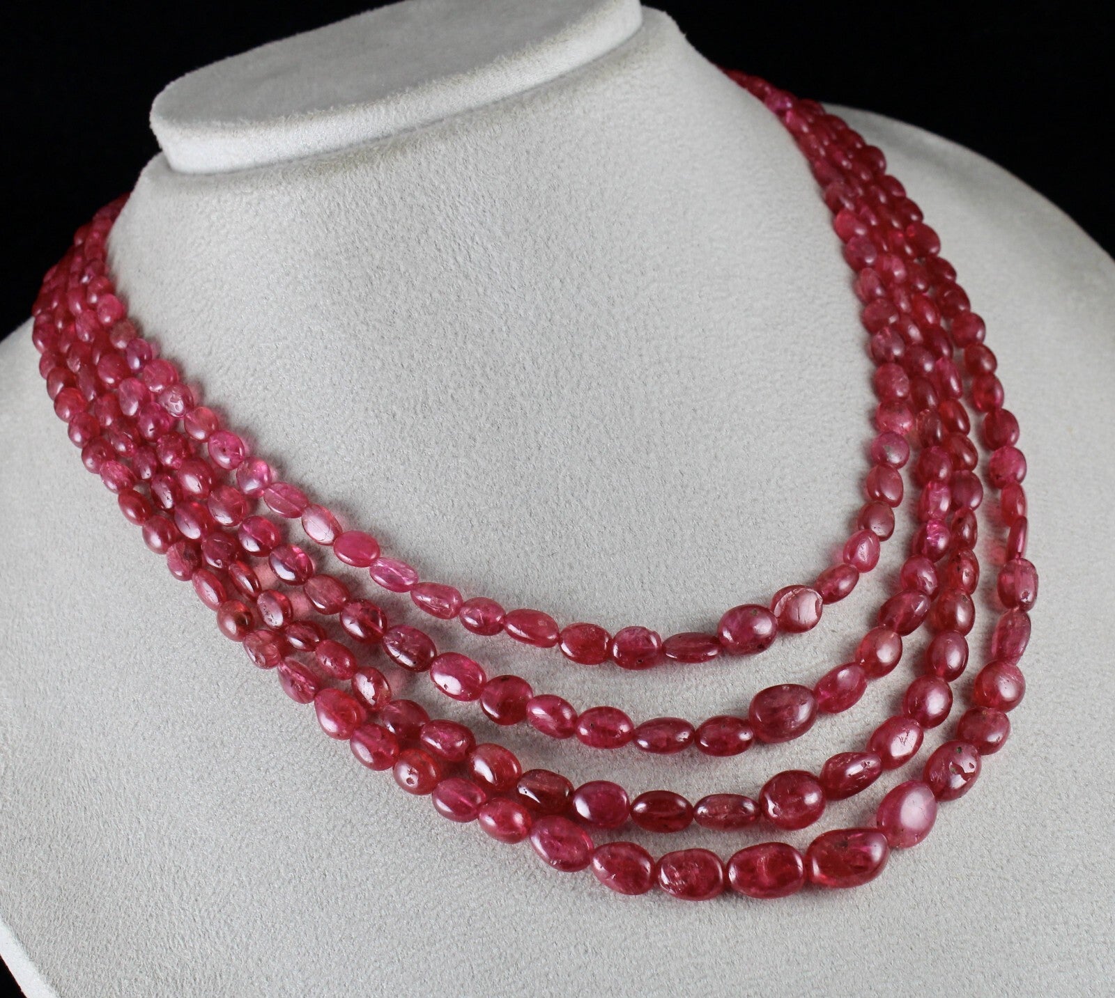 Certified Natural Red Spinel Beads Necklace 431 Ct Gemstone Cabochon For Women