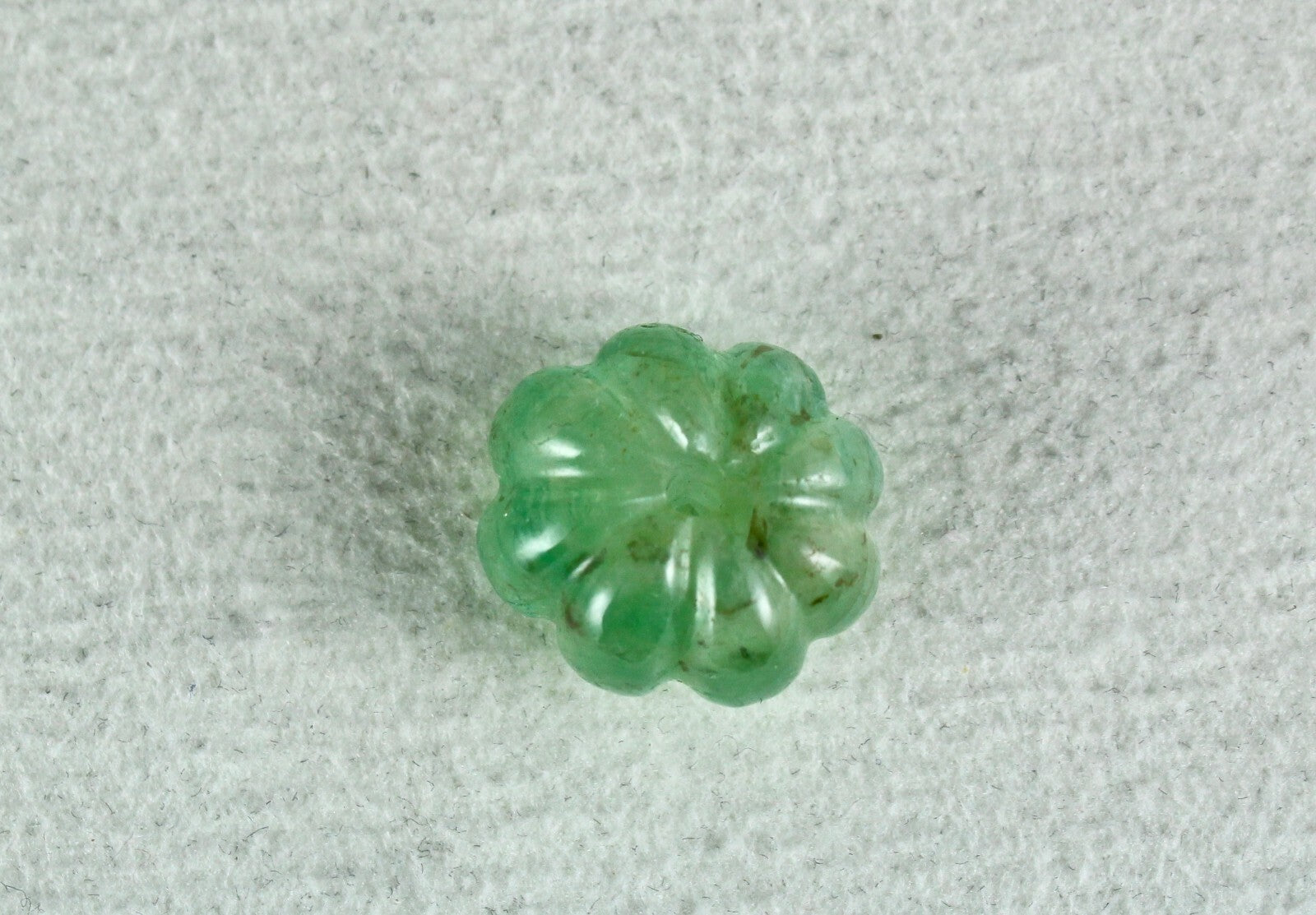 Certified Natural Colombia Emerald Carved Melon Drill Bead Gemstone 18.68 Ct