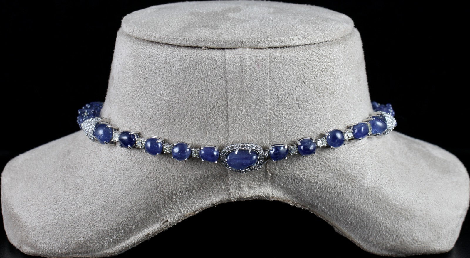 Certified 18k Gold Fine Blue Sapphire 316.58ct Natural Diamond Teardrop Necklace