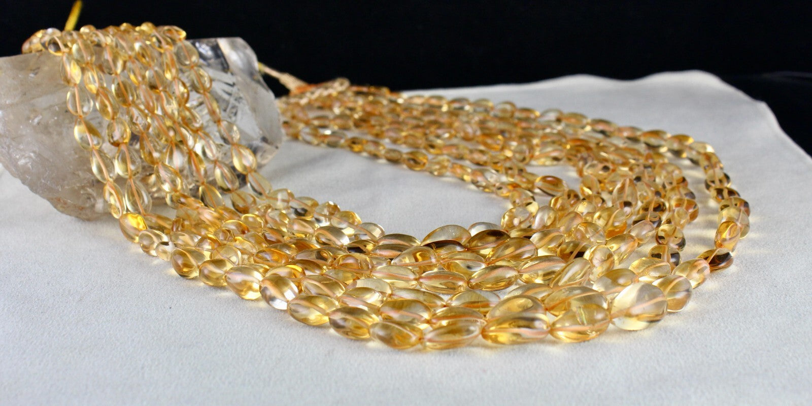 Certified Natural Yellow Citrine 1267 Ct Teardrop Beads Fashion Necklace