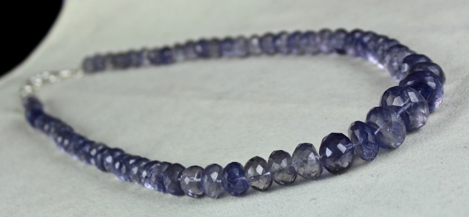 NATURAL IOLITE FACETED BEADS 18MM 410 CARATS BIG ROUND GEMSTONE LADIES NECKLACE