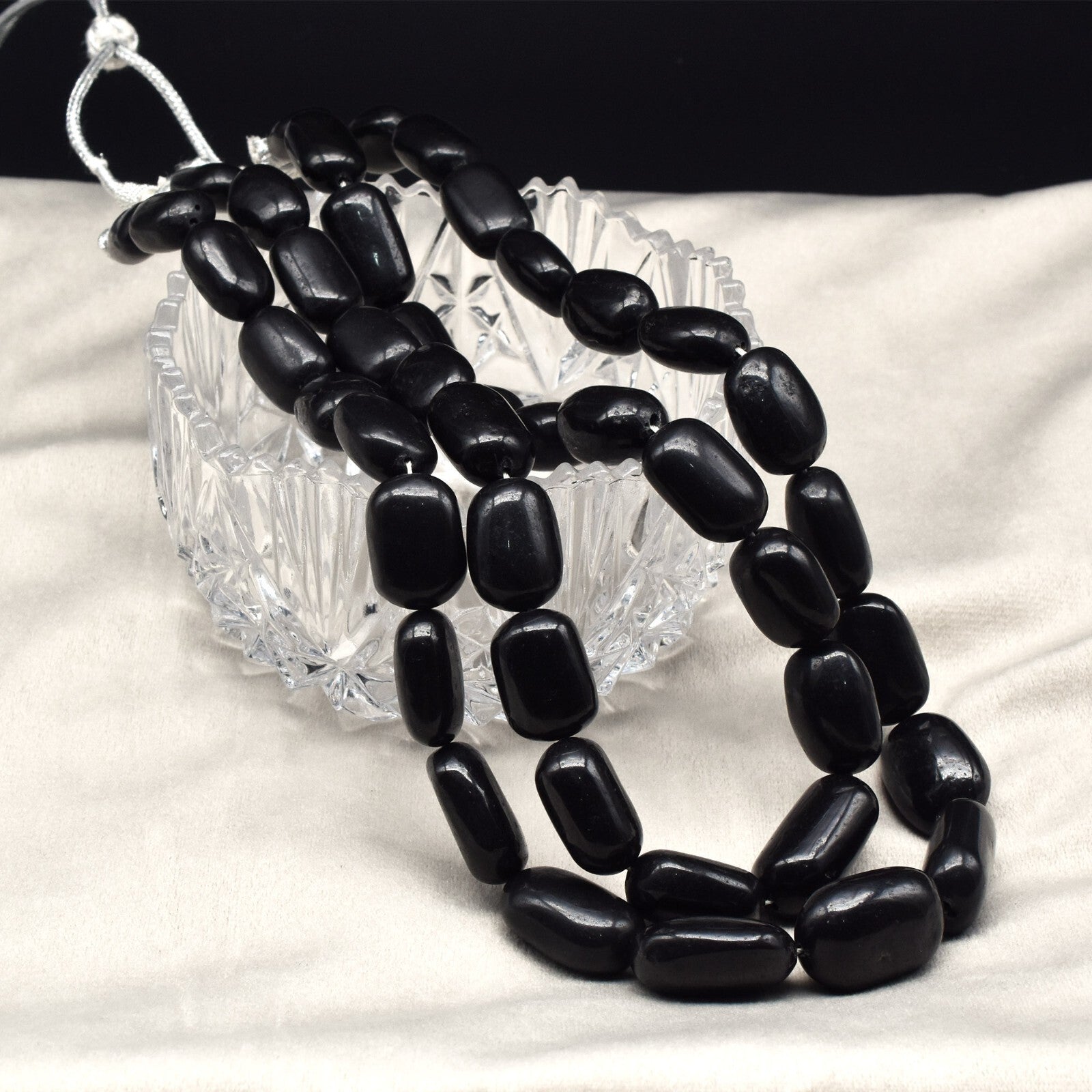 Natural Black Jade 1420ct Beads Big 27mm Gemstone Fashion Necklace Long 2l