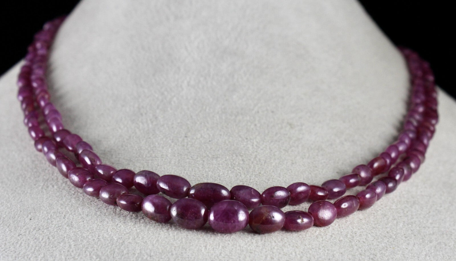 Natural Unheated Ruby Beads Necklace 2 L 212 Ct Gemstone Fashion Jewelry
