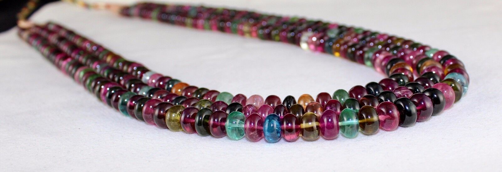 NATURAL MULTI TOURMALINE BEADS ROUND 3 LINE 832 CARATS GEMSTONE FASHION NECKLACE