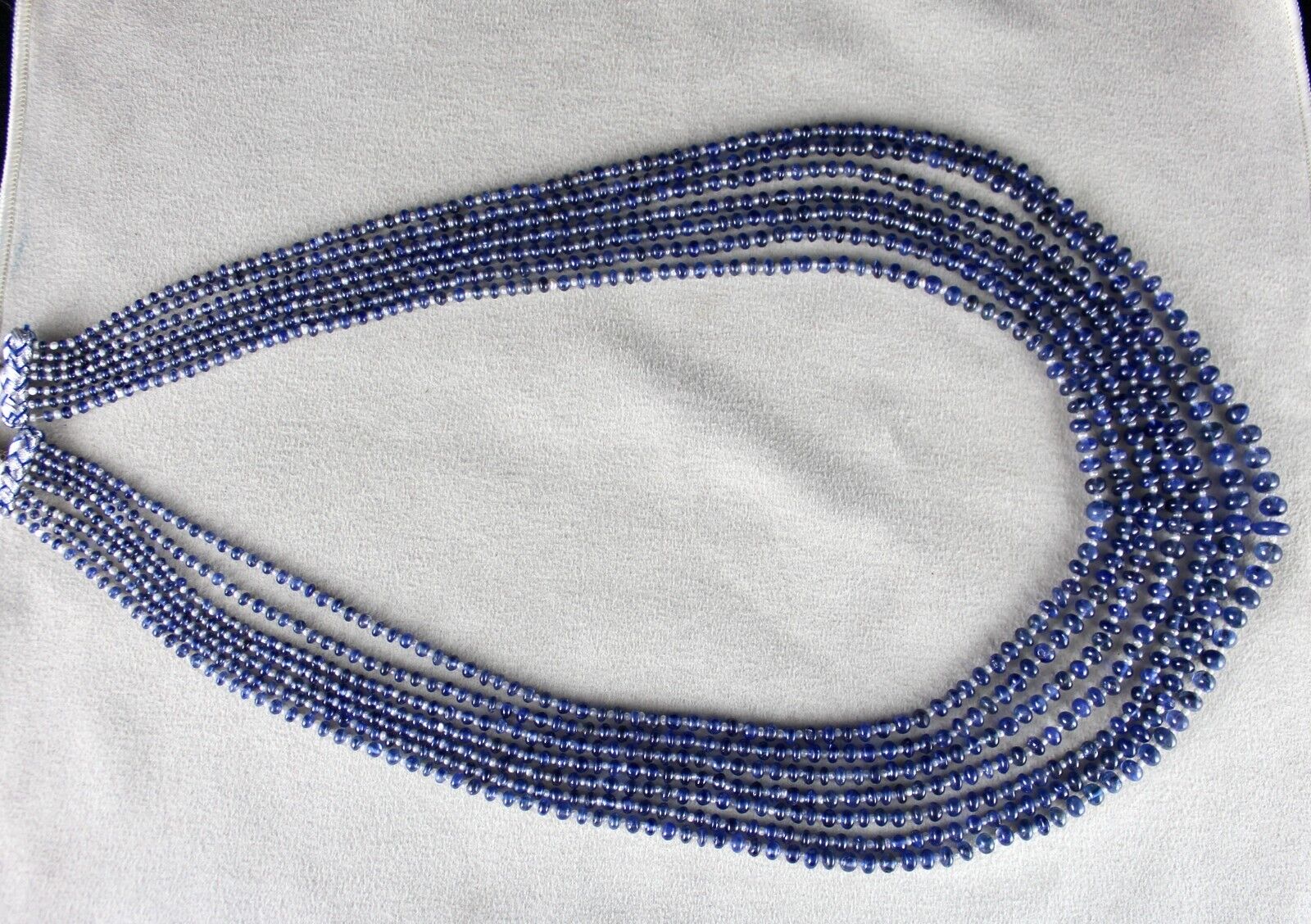 NATURAL BLUE SAPPHIRE PEARL BEADS ROUND 7 LINE 464 CTS GEMSTONE FINEST NECKLACE