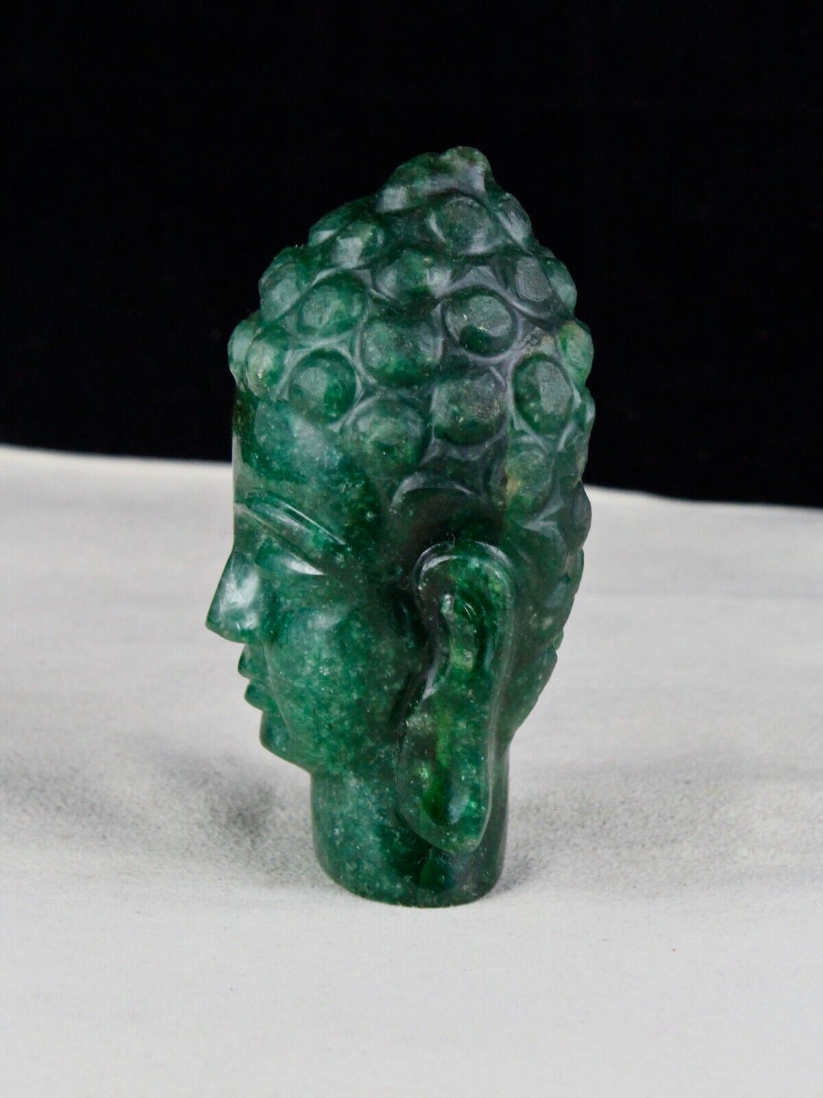 NATURAL GREEN QUARTZ 1675 CARATS 3.75INCH BUDDHA HEAD GEMSTONE STATUE HOME DECOR