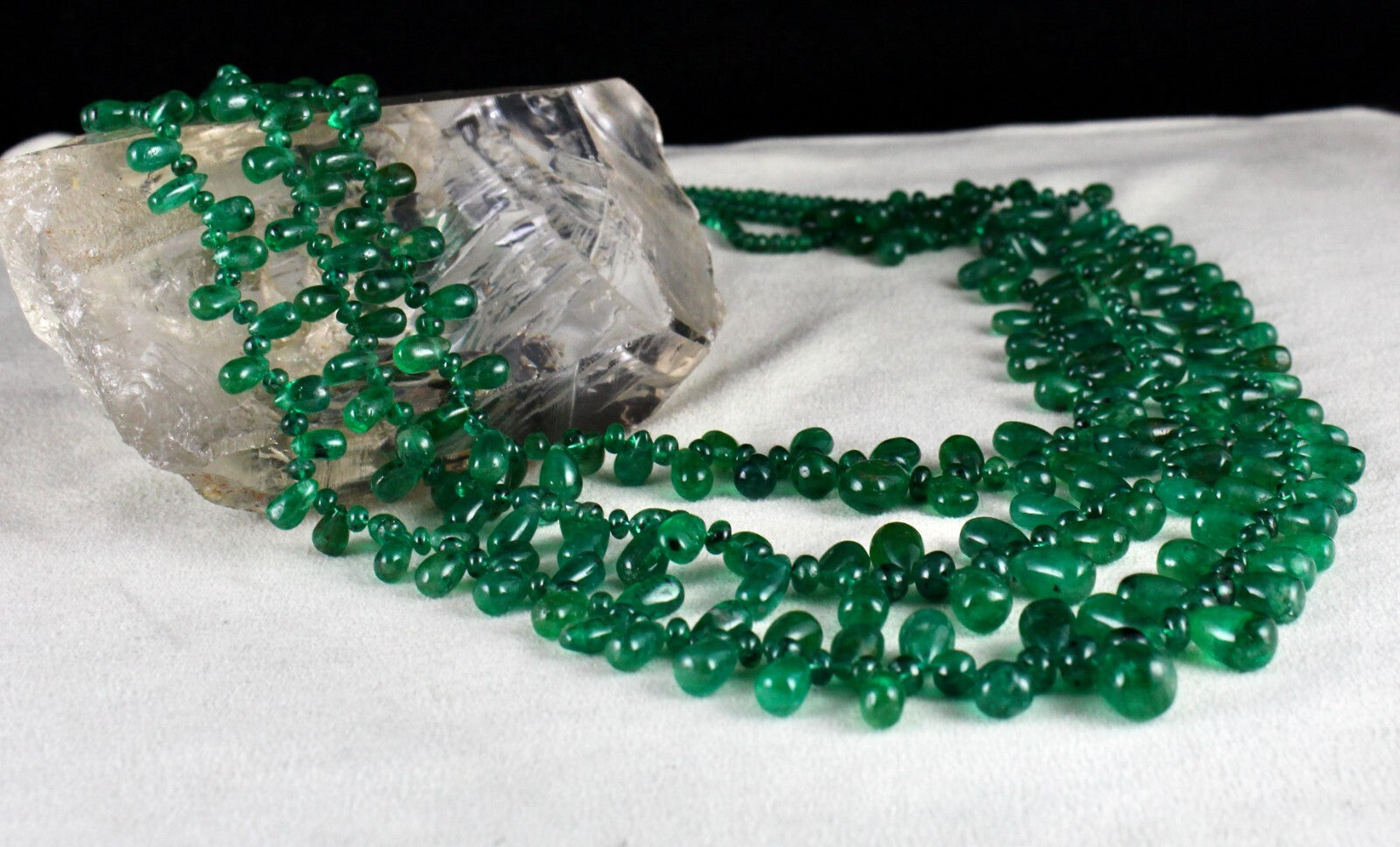 Certified Natural Emerald Diamond 552ct Teardrop Bead Necklace