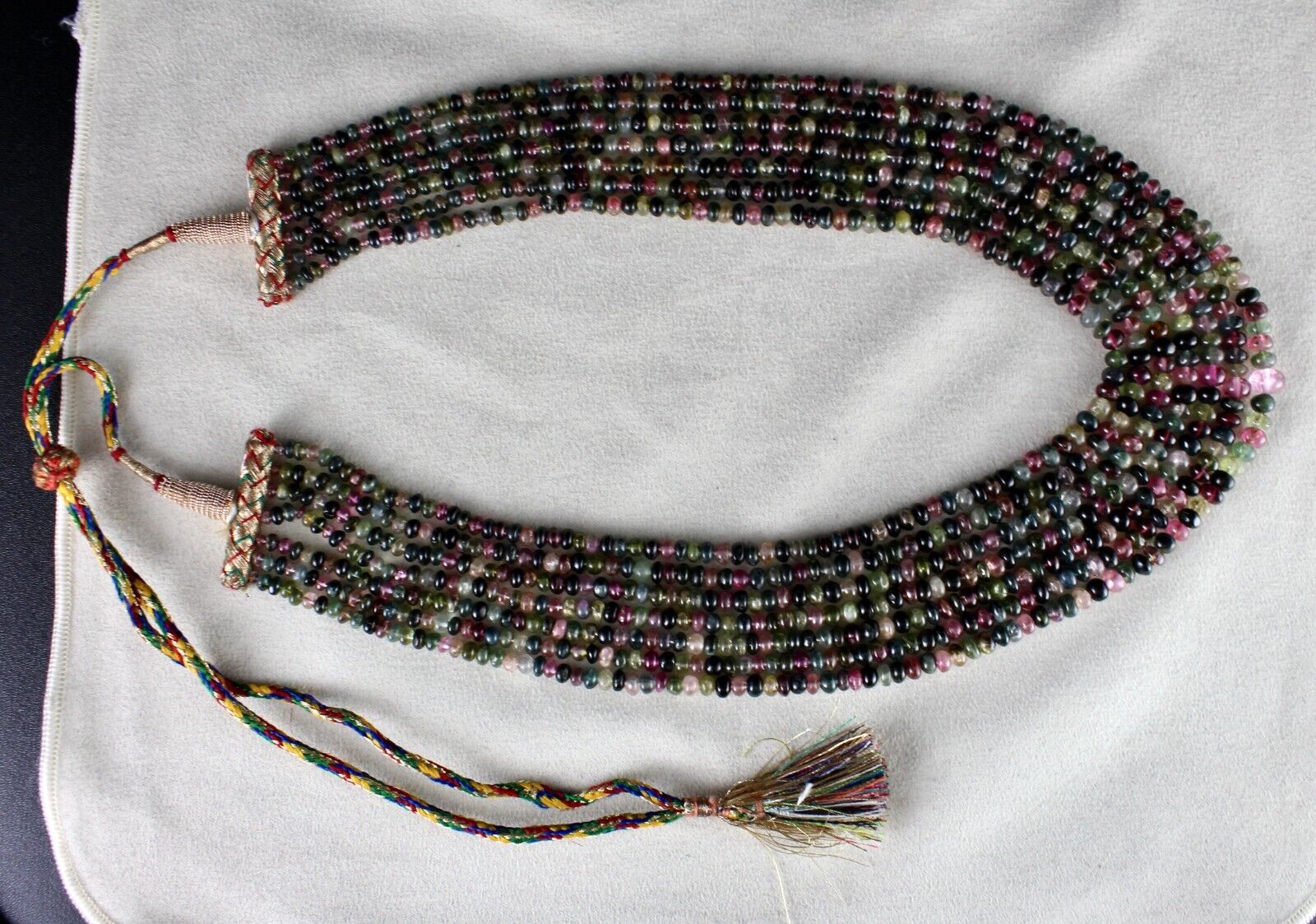 BEST NATURAL TOURMALINE BEADS NECKLACE 583 CARATS MULTI COLOUR GEMSTONE STRAND