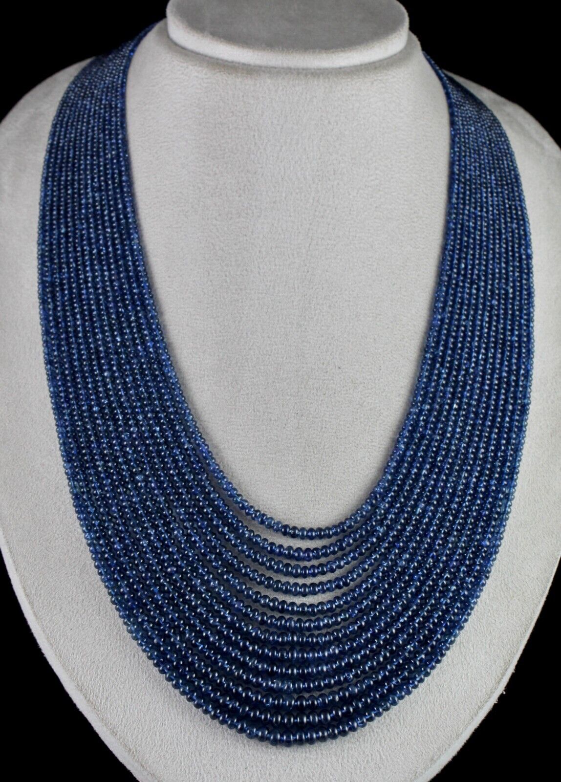 Certified Natural Blue Sapphire Beads Round 13 L 906 Ct Burma Gemstone Necklace