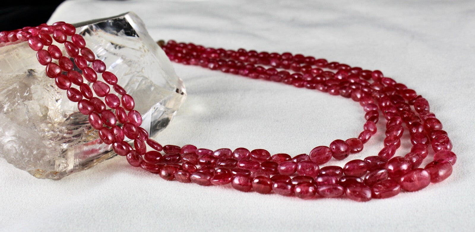Certified Natural Red Spinel Beads Necklace 431 Ct Gemstone Cabochon For Women