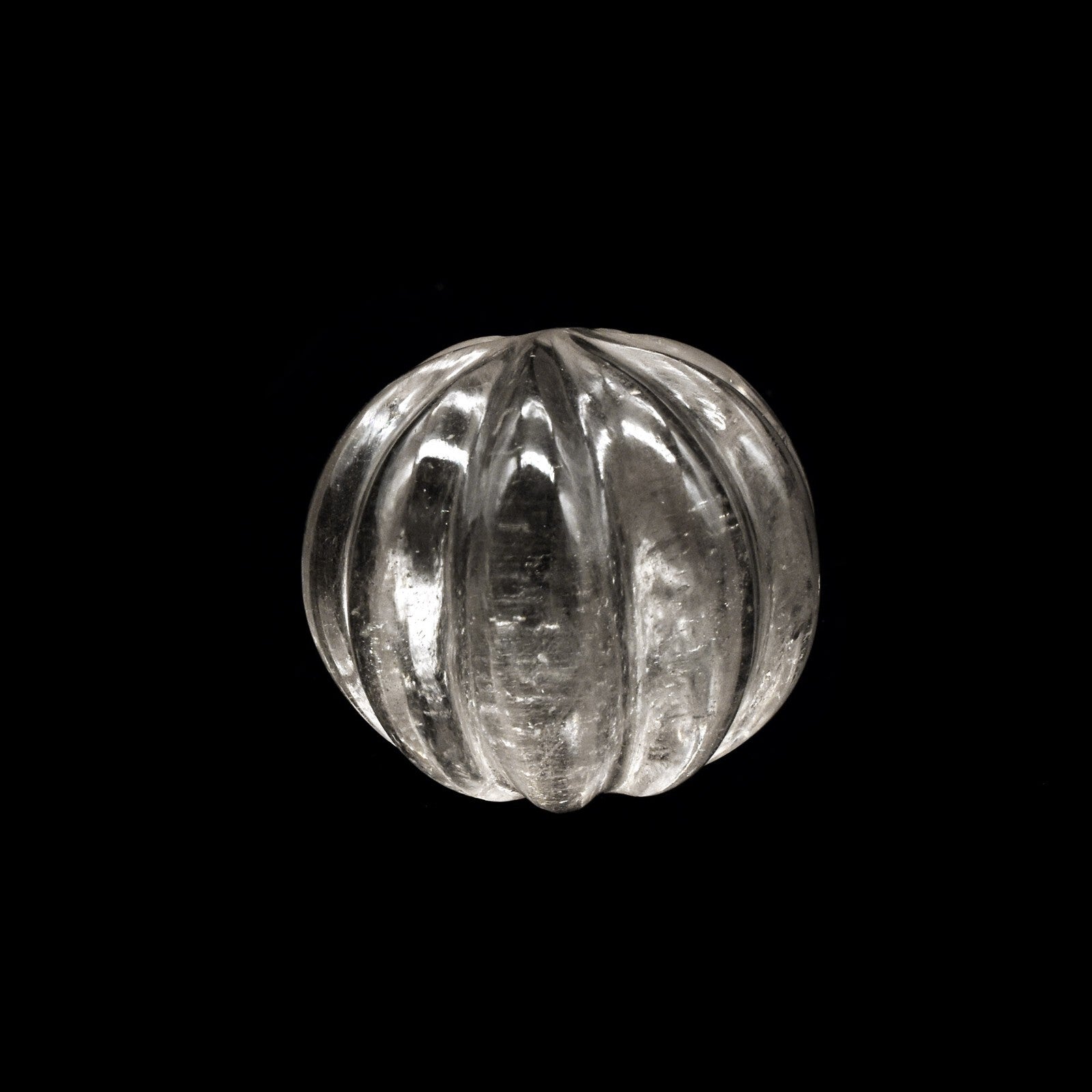 Natural Rock Crystal Quartz 321 Ct Carved Melon Round Big Gemstone Design