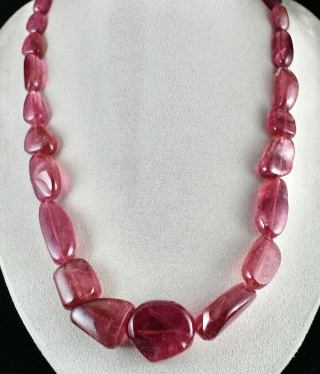 Certified Natural Pink Tourmaline Rubellite 1241ct Beads Necklace 35mm Tumble
