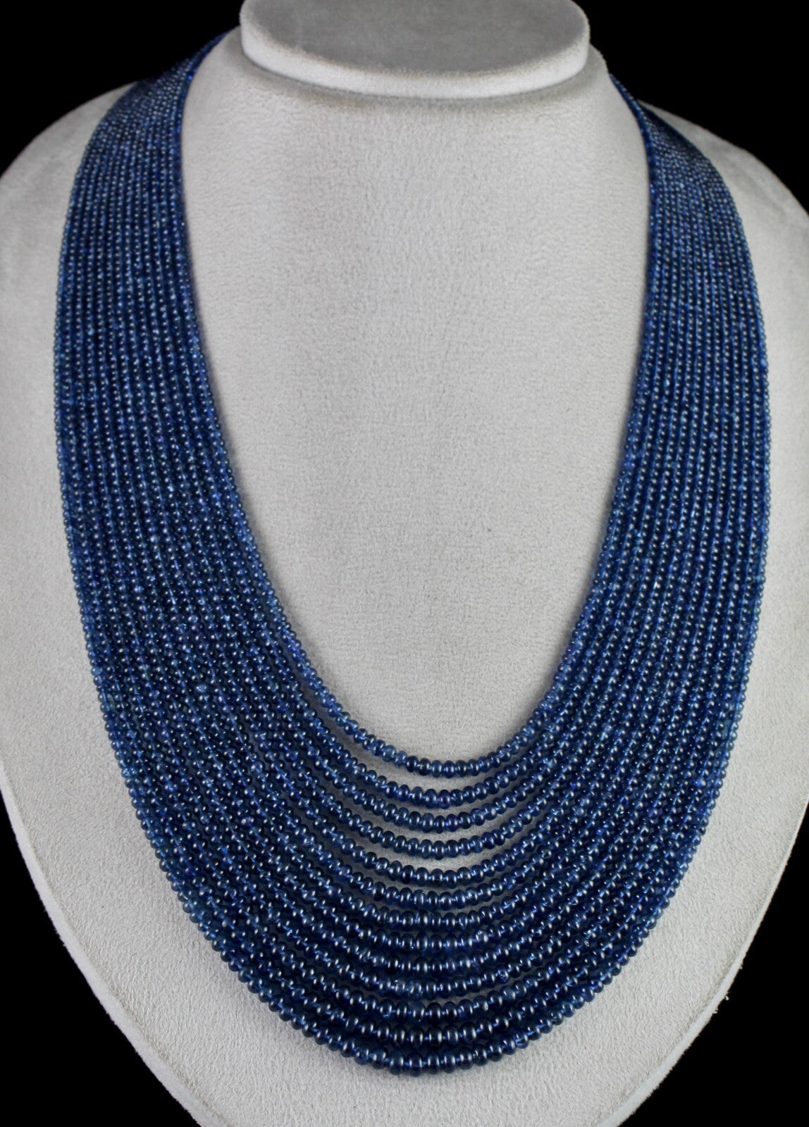 Certified Natural Blue Sapphire Beads Necklace, 13 L 906 Ct Burma Gemstone