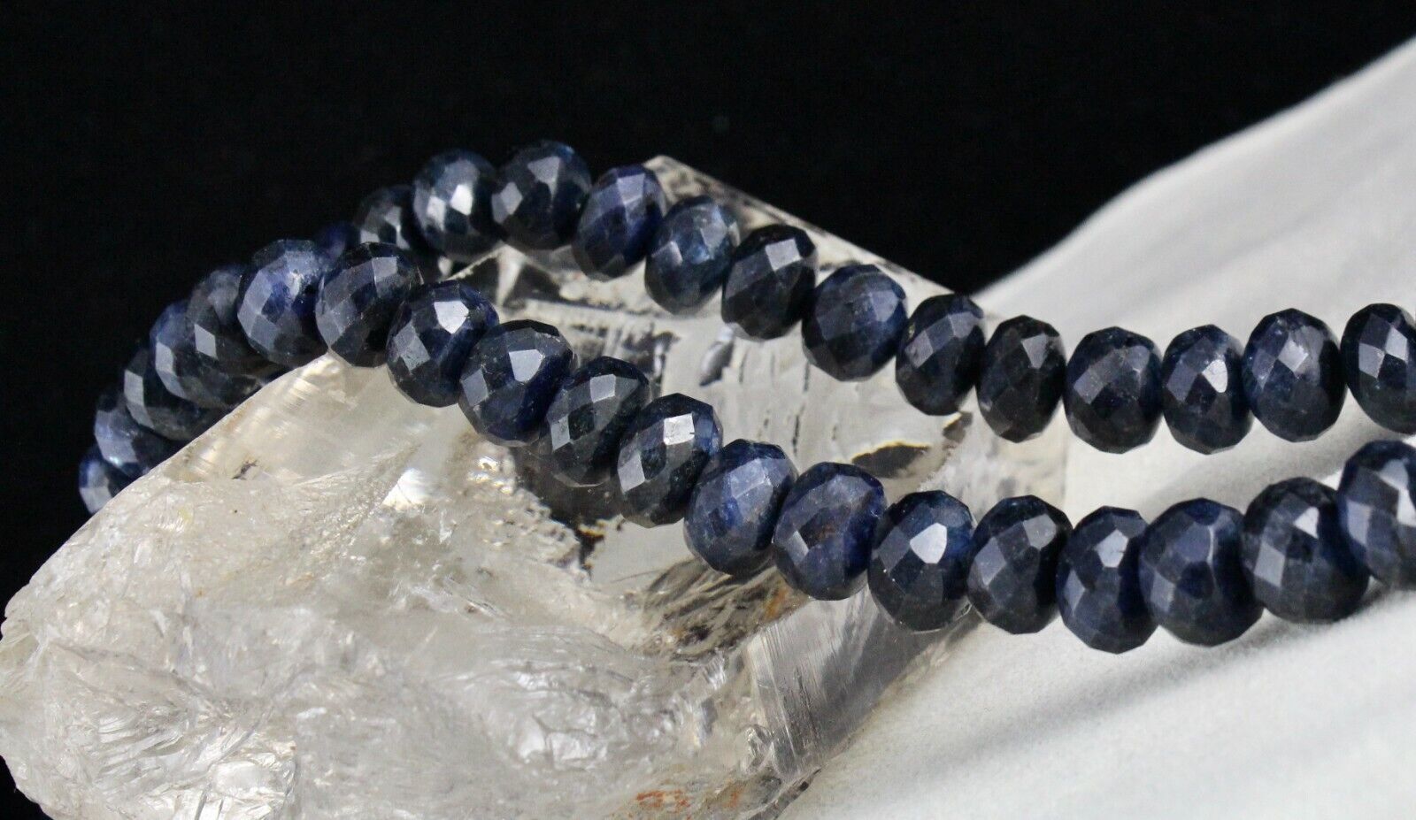 DYED SAPPHIRE CORUNDUM BEADS ROUND FACETED 1 L 803 CARATS BIG GEMSTONE NECKLACE