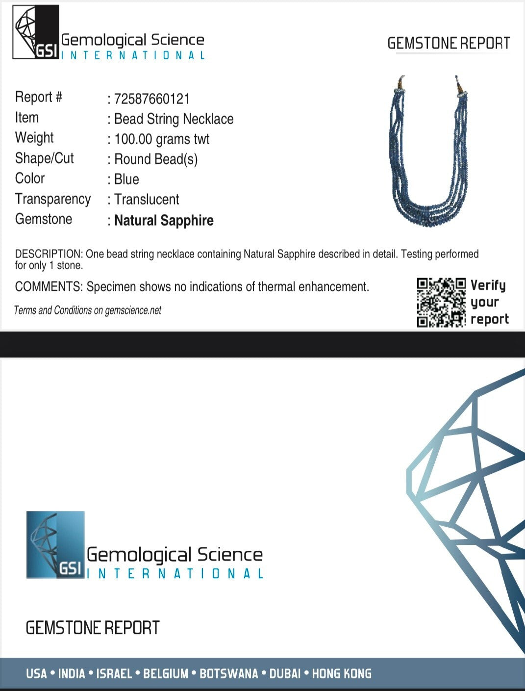 Certified Natural Blue Sapphire Beads 477 Ct Round Gemstone Finest Necklace