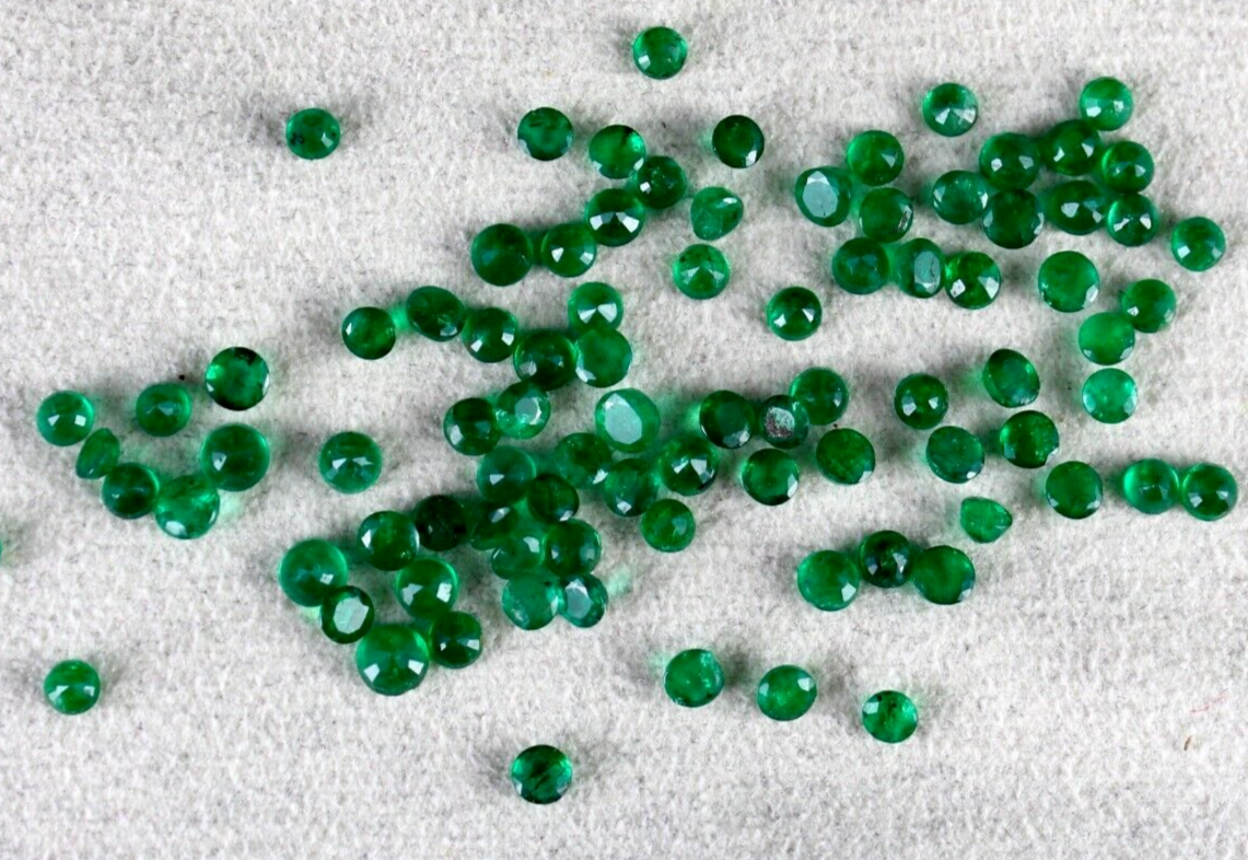 Natural Zambian EMERALD Round Cut 90 pc 12.75 Carats 3.80-2.90 mm Loose Gemstone