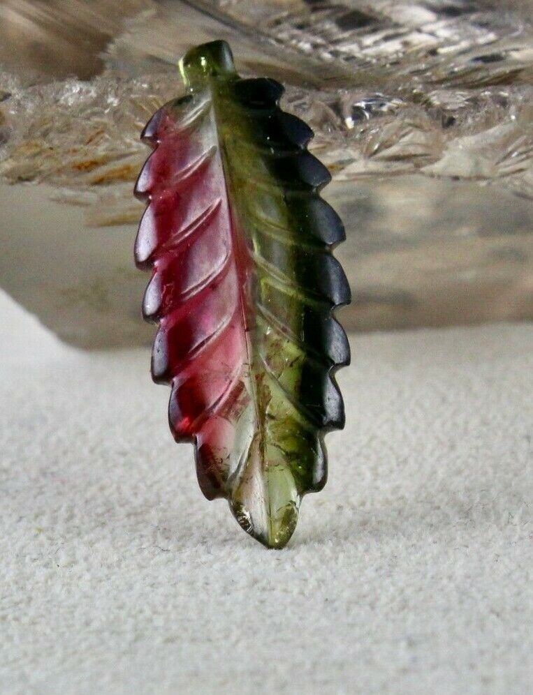 NATURAL MULTI TOURMALINE CARVED LEAF 8.30 CTS GEMSTONE DESIGNING PENDANT RING