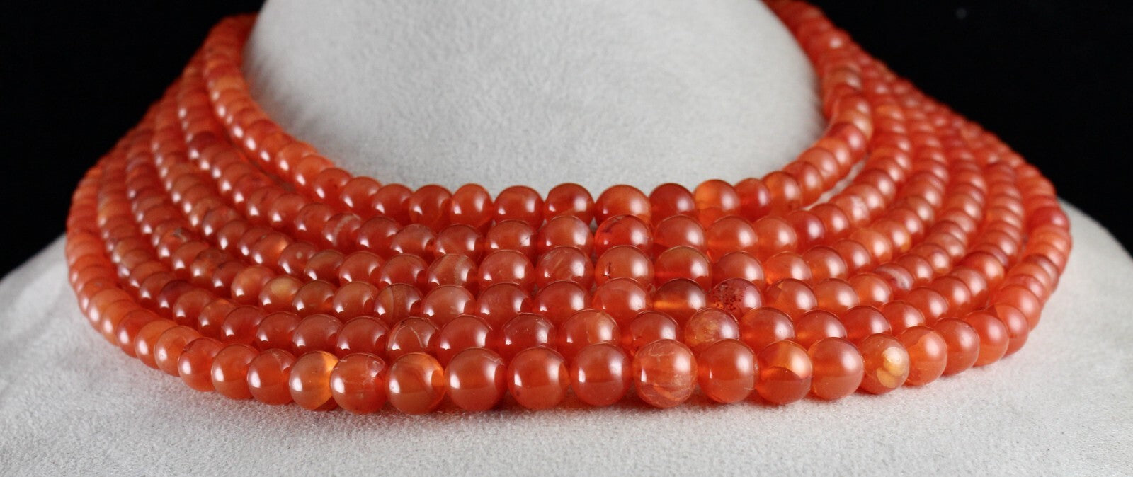 6mm Natural Orange Carnelian Beads Necklace, Fashion Gemstone, L 1306 Ct