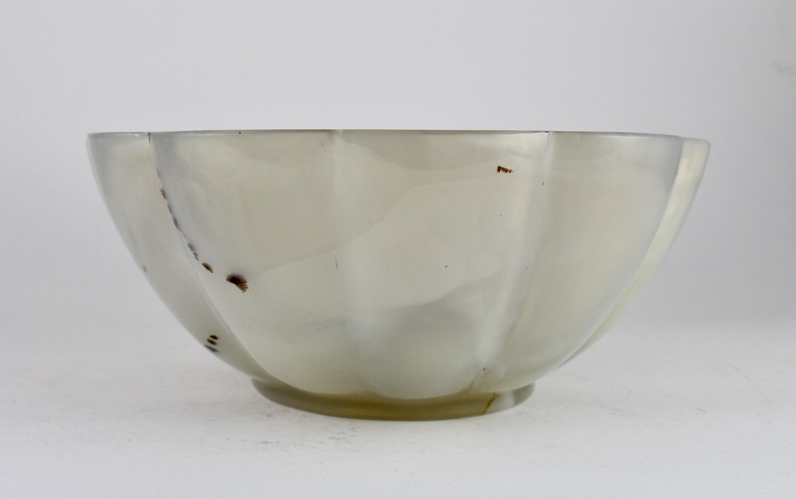 Certified Handmade Natural Chalcedony 2410 Ct Carved Oval Gemstone Bowl Decor