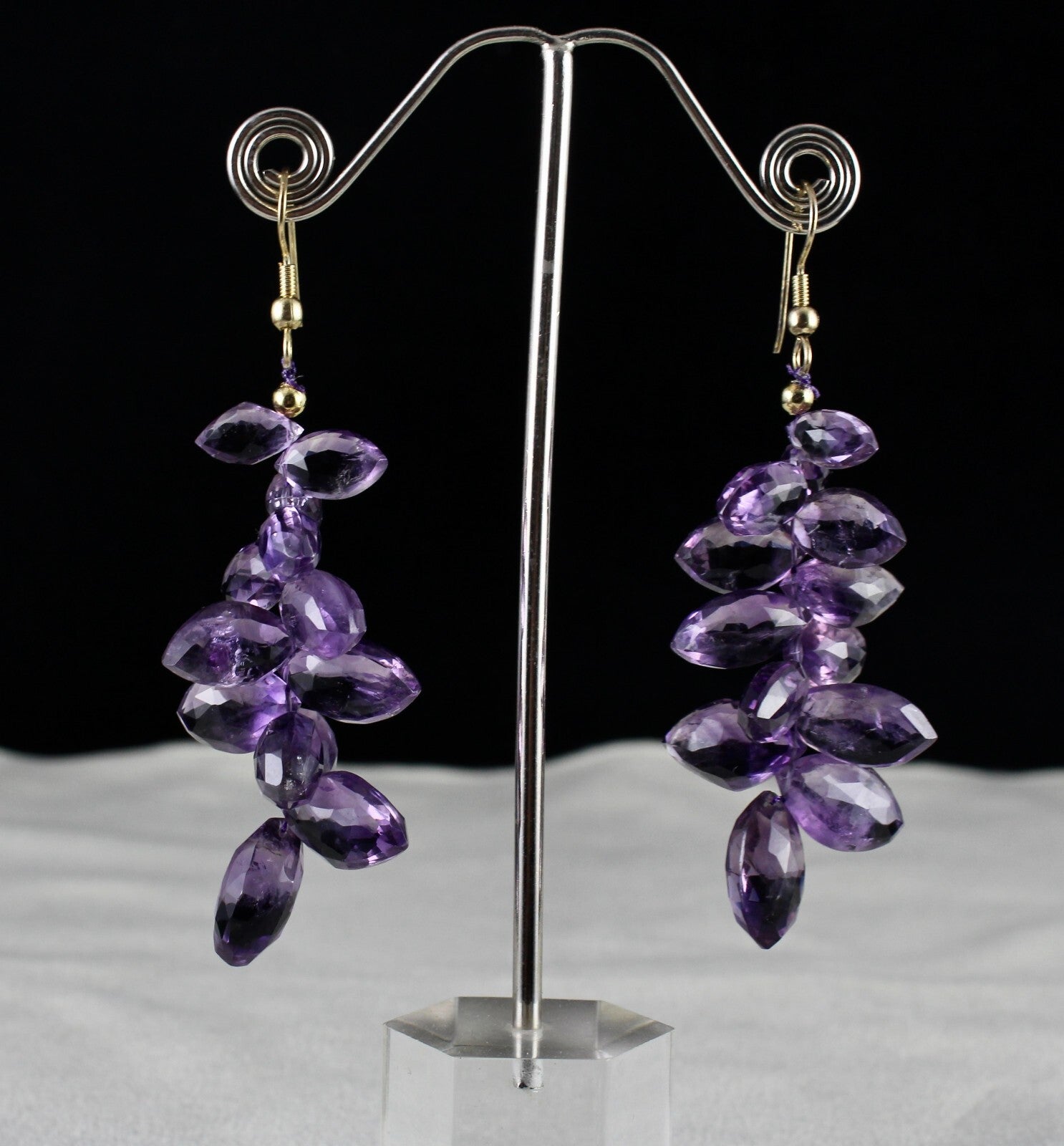 Natural Amethyst 122 Ct Beads Tear Drops Gemstone Fashion Earring
