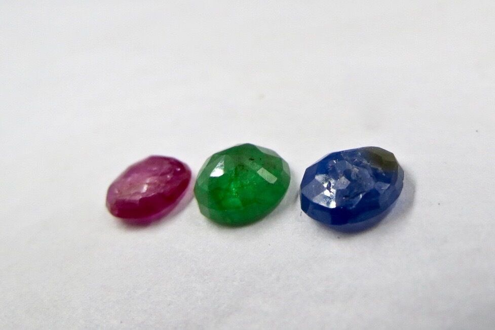 Natural Emerald Ruby & Sapphire Cut 3 Pc 5.23 Ct Loose Gemstone For Ring Pendant