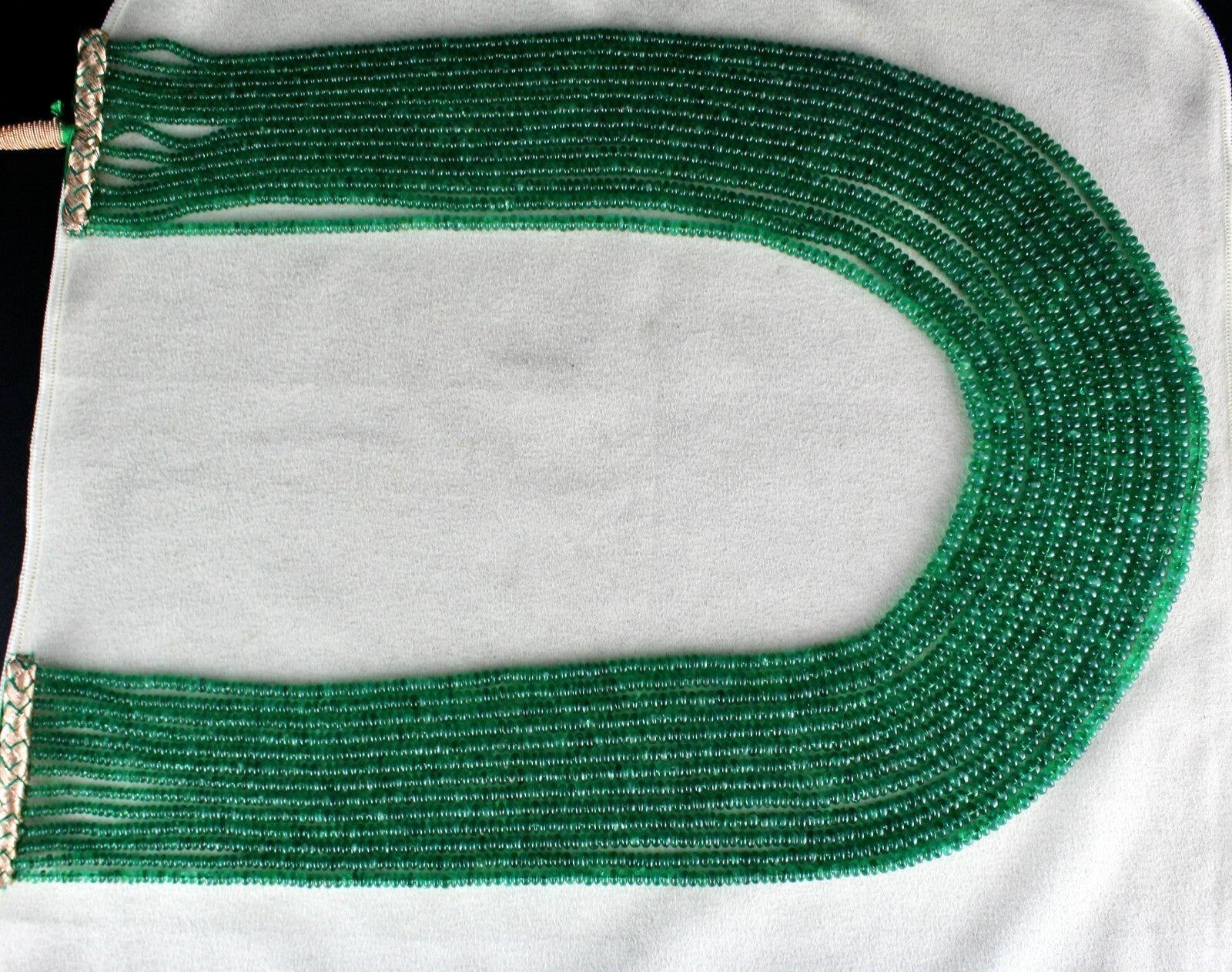 Natural Zambian Emerald Beads Necklace 871 Carat 13 Line Certified Gemstone